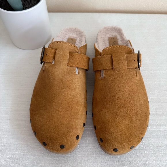New Garnet Hill Willow Clog Tan Suede Wool Cozy Clogs Women’s 11 - Picture 2 of 13